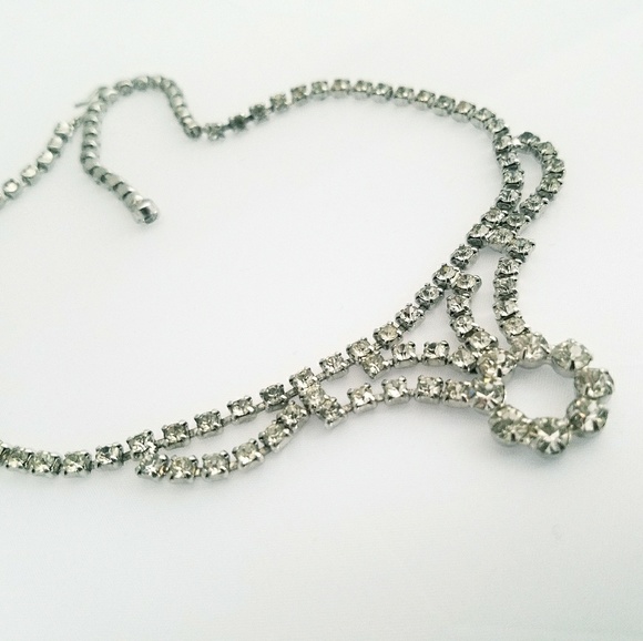 Vinrage Formal Crystal Rhinestone Collar Necklace - Picture 4 of 4